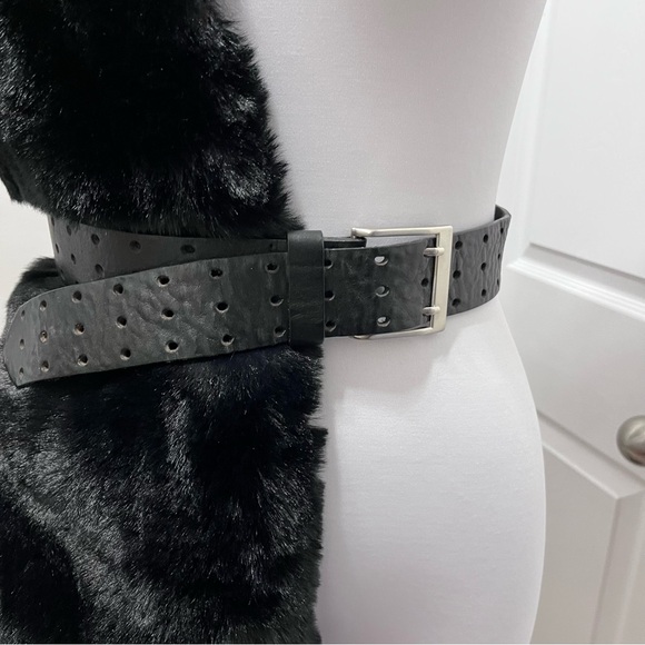 Adrienne Vittadini Black Faux Mink Fur Pull Through Scarf - Picture 6 of 10